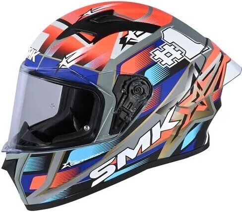 Casco Moto Integrale SMK Stellar Uno Sport MA657 Rosso Blu taglia XS