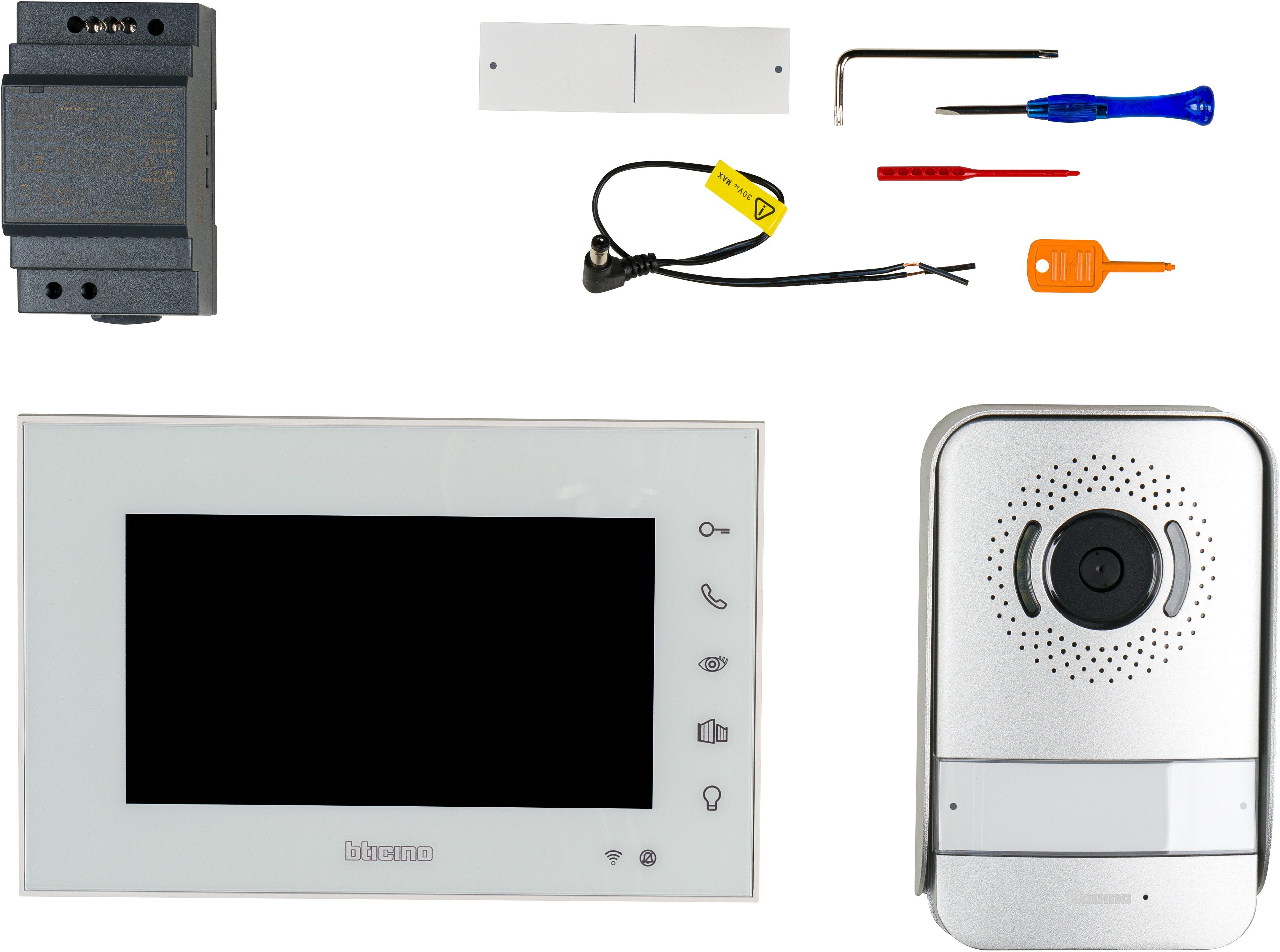 BTicino KIT VIDEOCITOFONICO  EASYKIT WIFI 7" 2 FILI ESPANDIBILE FINO A 2 FAMIGLIE