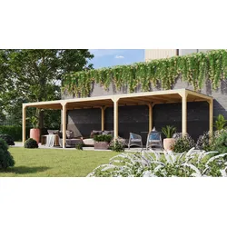 Karibu Pavillon Cubus mit Flachdach inkl. 2 Verlängerungspaketen inkl. gratis H-Pfostenanker