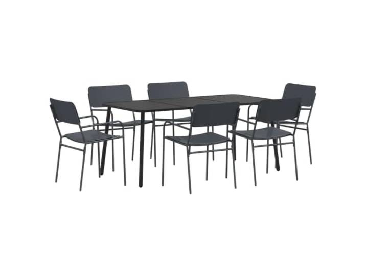 Makastle Essgruppe 7-TLG. Anthrazit Stahl 165x80x72 cm