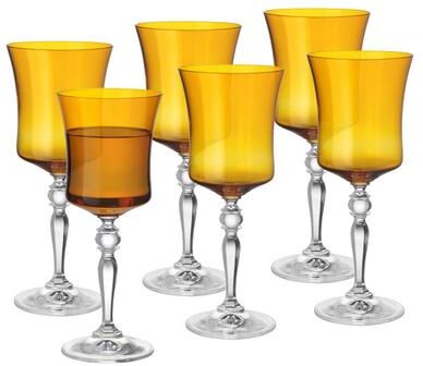Barski Vivid Wine Glass, Amber ,10 Oz. , Set of 6