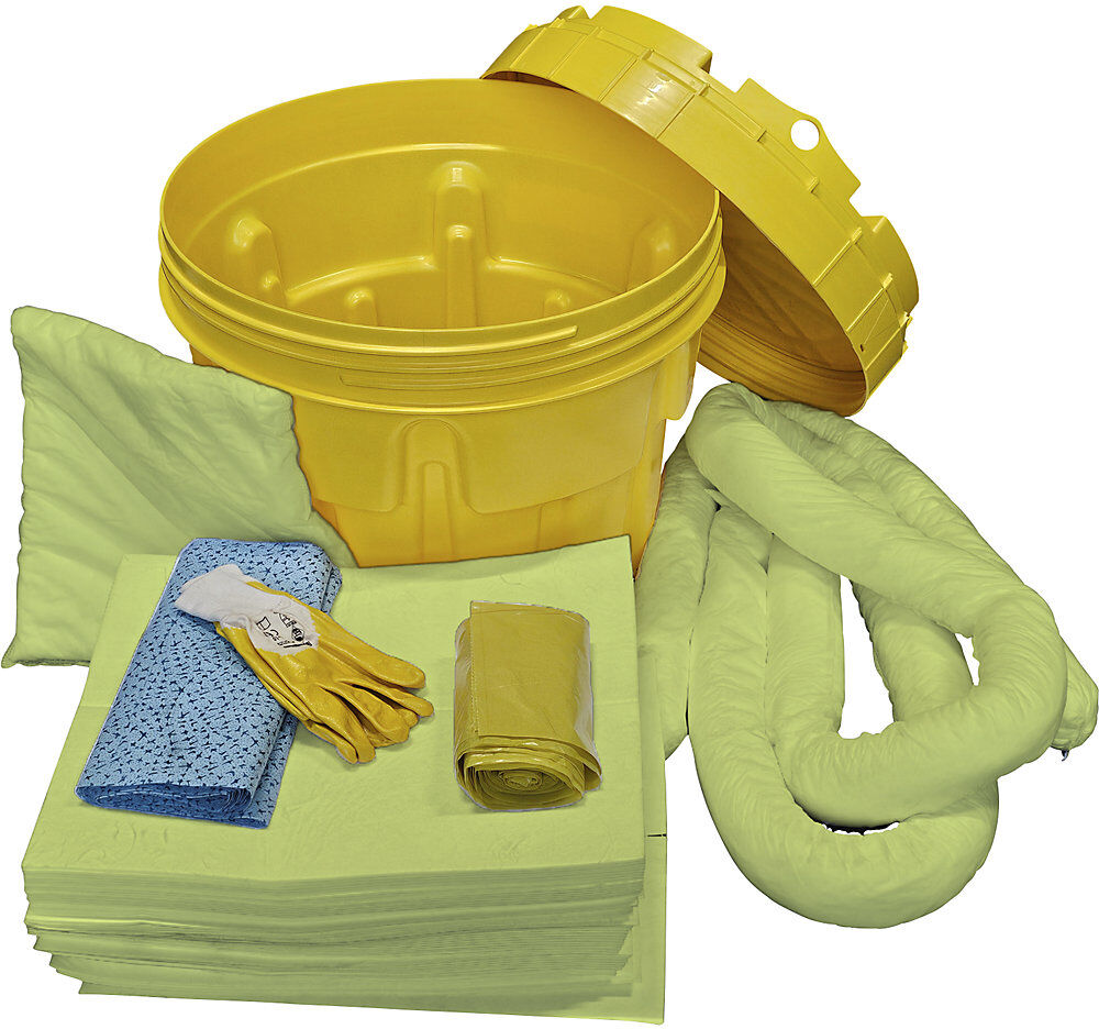 Leckage-Notfallset, in Sicherheitsfass, Bindung 75 l, Ausführung Chemikalien, gelb eurokraft basic