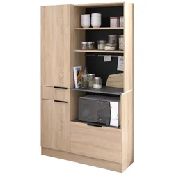 BUFFET Küche Eiche, grau 100 cm Küchenschrank mit viel Stauraum