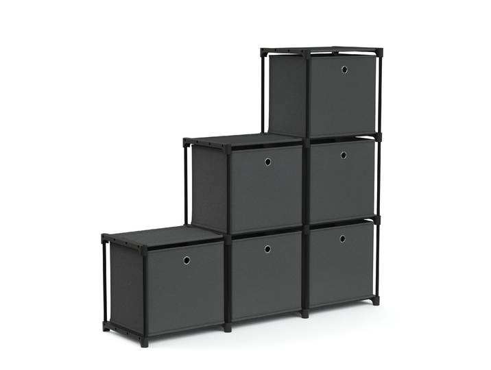 Regal mit 6 Aufbewahrungsboxen 105 x 105 cm anthrazit