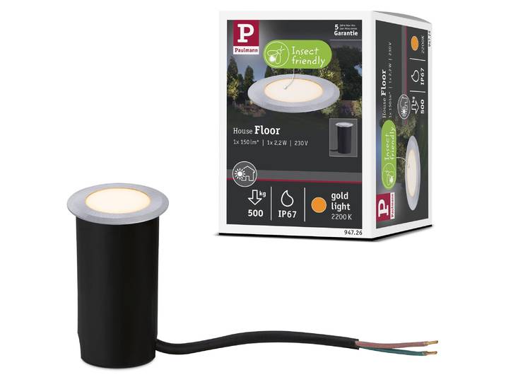 Luminaire encastré de sol Paulmann LED Goldlicht respectueux des insectes