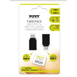 Port Designs 900142 Kabeladapter USB-C USB-A Schwarz