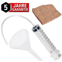 WALTER Ölwechsel Kit für Rasenmäher|100ml Absaugspritze|Absaugschlauch|Trichter