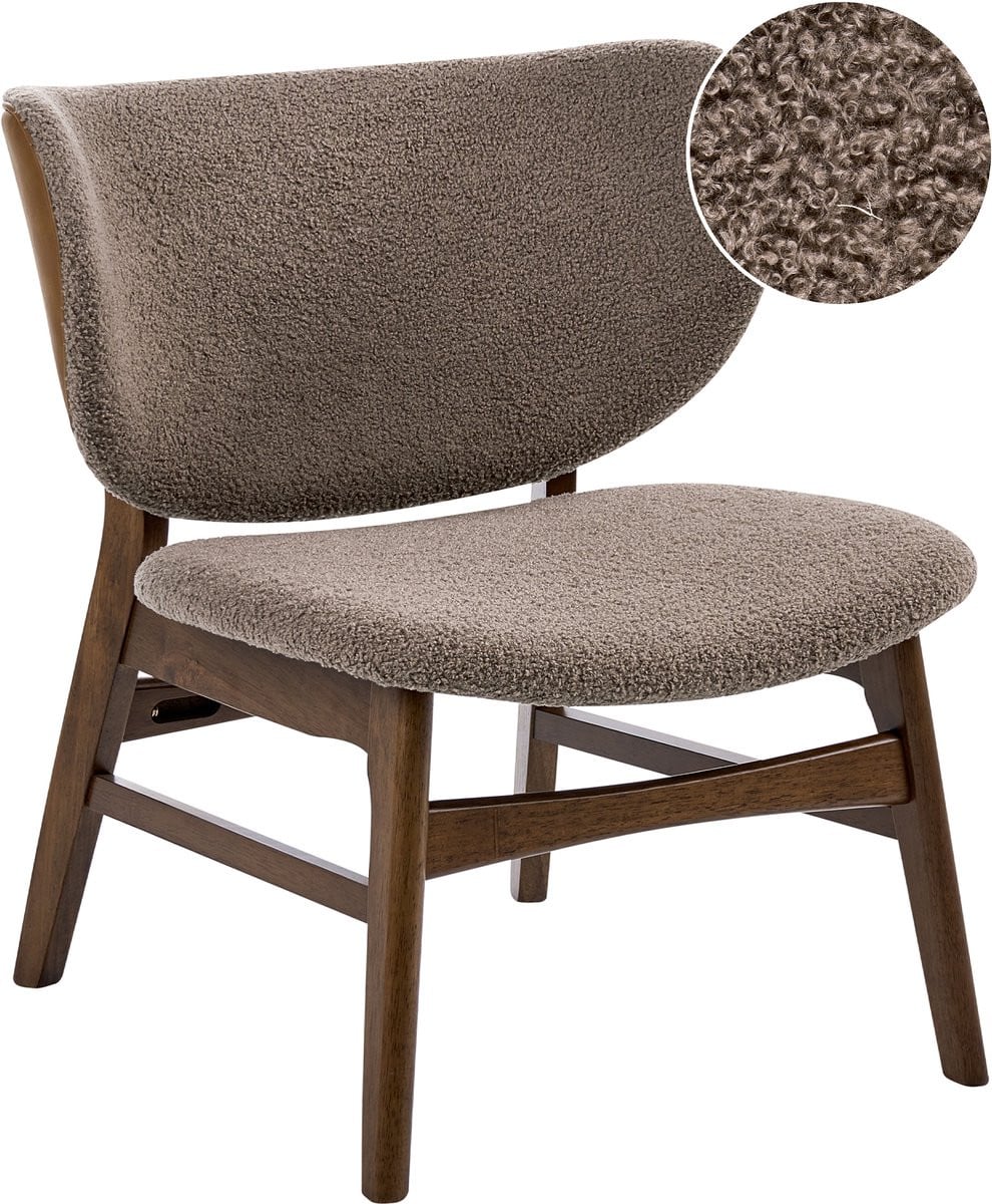 Beliani DAY Fauteuil - Bruin/Taupe - Bouclé