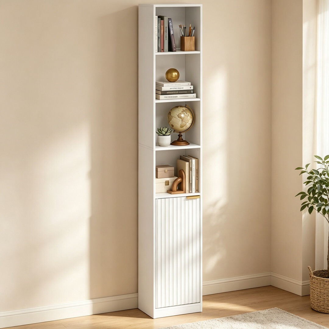 Rebrilliant 182 cm H x 30 cm W Bookcase White 182cm H X 30cm W X 24cm D