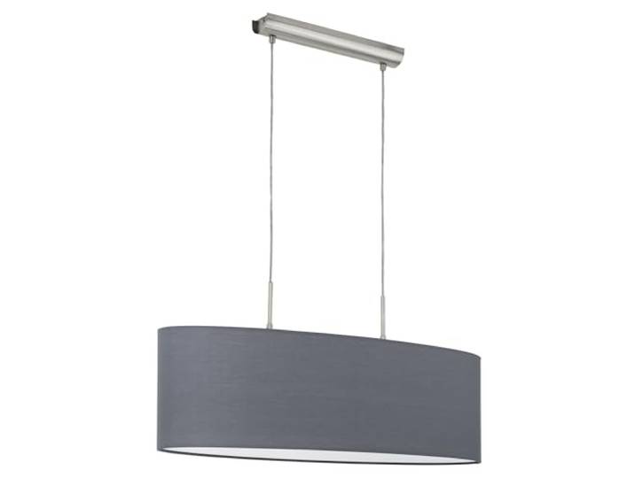 Eglo Lustre PASTERI\, suspension en textile à 2 flammes\, lampe pendante ovale en acier et tissu\, couleur : nickel mat\, gris\, douille : E27\, L : 75 cm