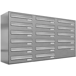 AL Briefkastensysteme 17 Fächer Premium Edelstahl Durchwurf Briefkasten Anlage für Post Post A4, modern, robust, wetterfest, Artikelnummer: 132V17DZ3