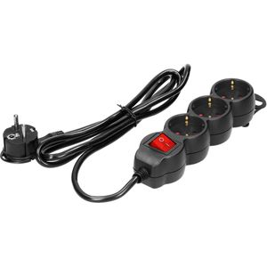 Böttcher-AG Steckdosenleiste mit 1,5m Kabel, 3-fach in schwarz, mit Schalter