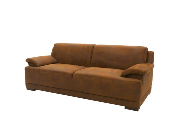 3-Sitzer Sofa Braun/Braun Microfaser Medea 218 x 80 x 96cm Modern