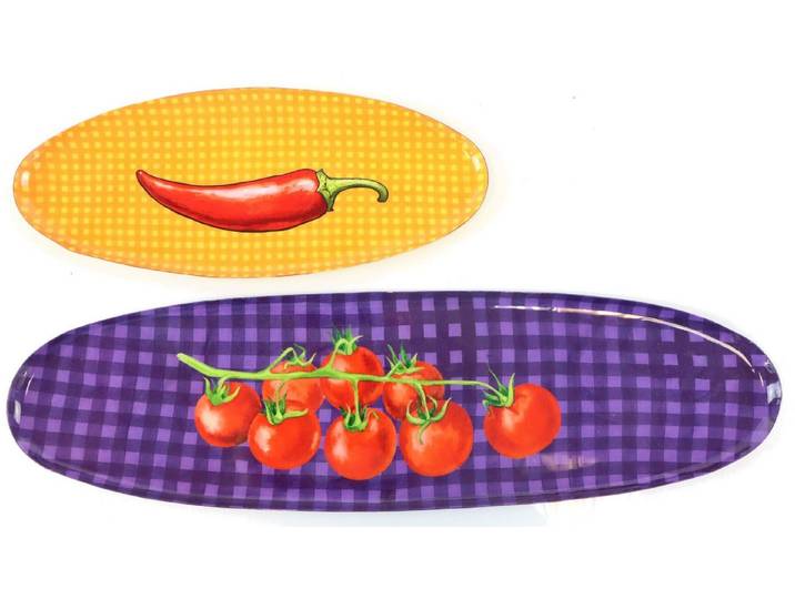 FURNARO Dekotablett (2-tlg. Tablettset), Farbenfrohes Gemüse Motiv