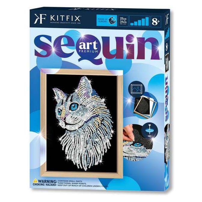 M-Cab KIT Paillettenkunst Blau Premium, Weisse Katze (1711)