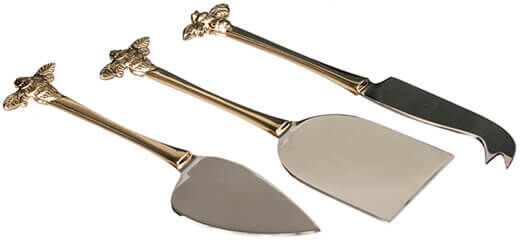 Selbrae House Just Slate Company Set of 3 Gold Bee Cheese Knives