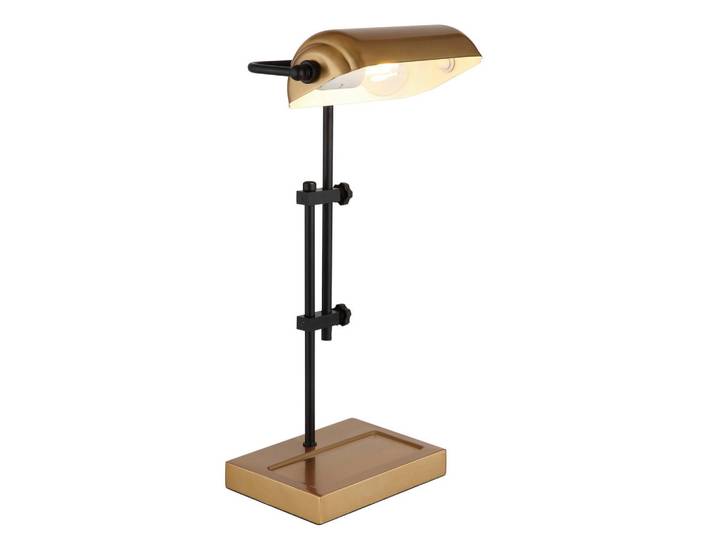 Globo Tischleuchte, Weiss, Goldfarben, Metall, halbrund, 18.2x50x26.5 cm, CE, höhenverstellbar, Wippschalter, Lampen & Leuchten, Innenbeleuchtung, Tischlampen, Tischlampen