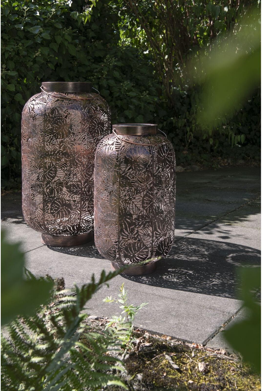 Laterne STT "Antic Grand Jungle Bronze", braun, H:75cm Ø:42cm, Metall, Mobilleuchten, Laterne, Dekorative Solar-Laterne aus Metall für Drinnen und Draussen braun Einheitsgröße