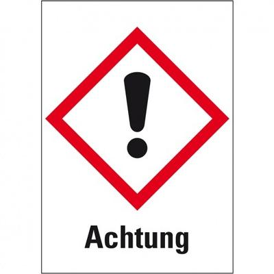 Aufkleber I Gefahrensymbol Ausrufezeichen GHS 07, Achtung, Folie, 52x74mm, GHS-Verordnung
