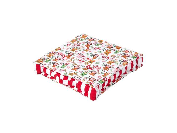 SITZKISSEN Eulen rot 50/50/10 cm
