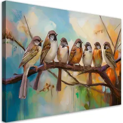 WANDBILD vögel auf einem ast natur