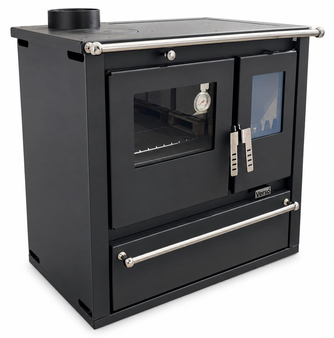 Verso CS Plus 7,7 kW | Holzofen mit Backofen & Kochplatte Links