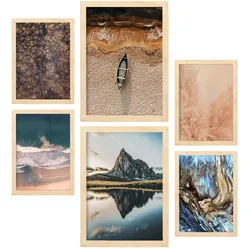 POSTER Set Mit 6 Kroatien Wandbild A3 & A4 Rahmen Aus Hellem Holz