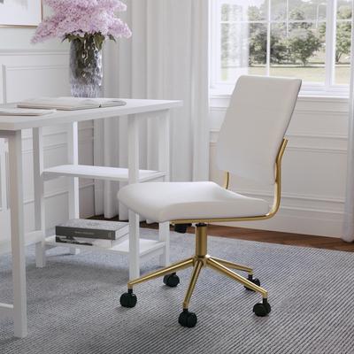 Martha Stewart Ribbed Upholstered Armless Swivel Home Office Chair