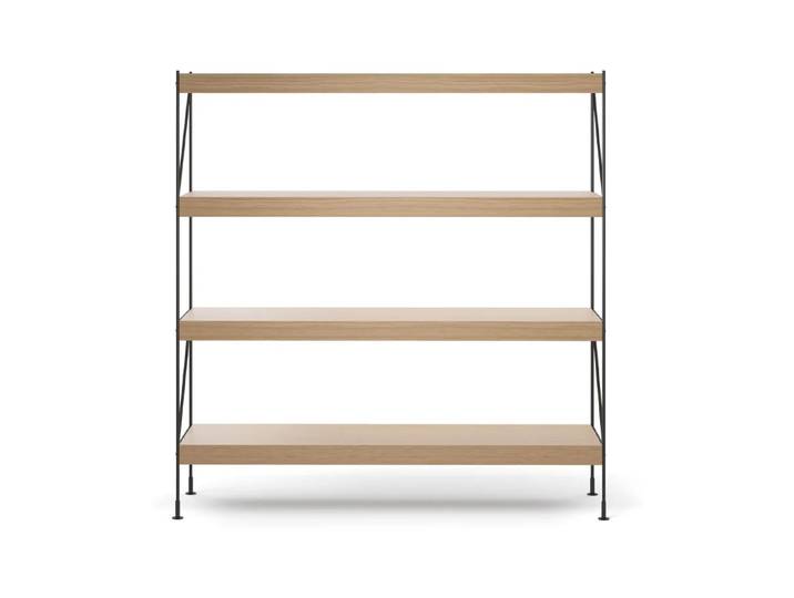 Audo Copenhagen Zet Regalsystem Natural oak, 1 x 4, black steel base