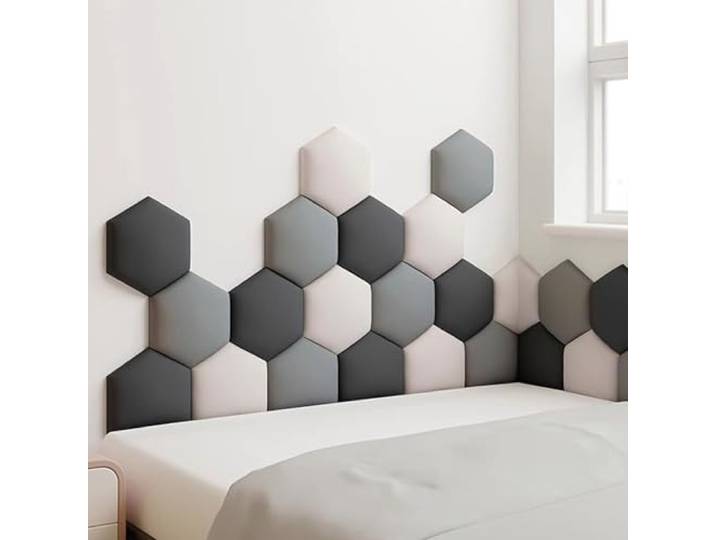 HLTQL Wandpaneele Bett Gepolstert、Polsterpaneel Wand Hexagon、Polster Kopfteil、Wandpaneele Polster Selbstklebend、Wohnzimmer Bett Lendekissen、Wandpolsterung(#4,120x70cm)