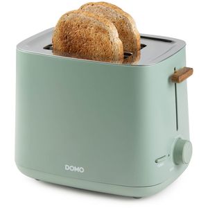 Domo Toaster Wood You DO973T mit 6 Röststufen & Auftaufunktion, grün, 1000 Watt, Kunststoff, für 2 Scheiben