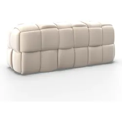Hockerbank Ella Beige Samt Gepolstert