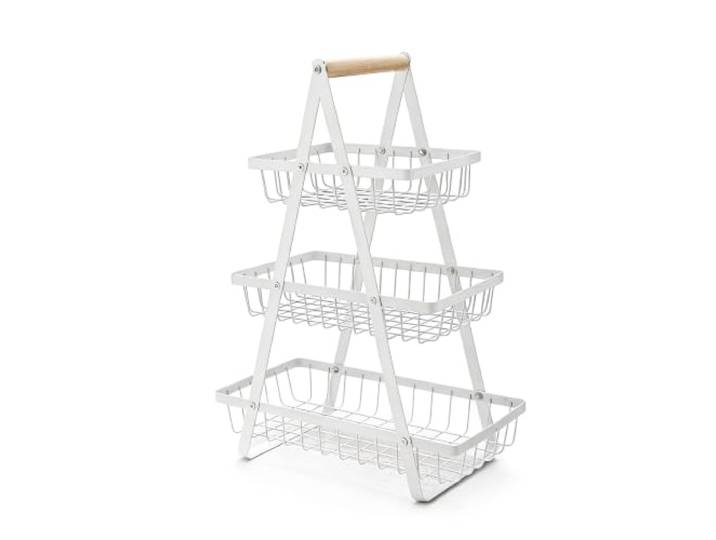 NVISRHDP Hochwertiger Küchenwagen mit Bambusgriff Mobiles Lagerregal(White,Three-story)