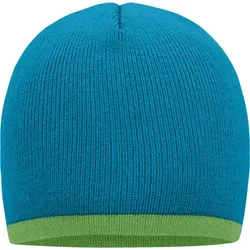 Myrtle Beach Unisex Strick Beanie mit Kontraststreifen Mütze MB7584 turquoise/lime green one size