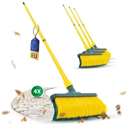 Krallenbesen Set 30 cm Holz mit Teleskopstiel Hofbesen Allzweckbesen Kehrbesen Terrassenbesen Besen mit Stiel (4 , 30 cm Besen mit Stiel)