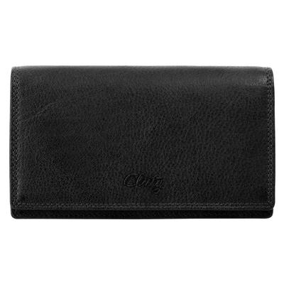 Geldbörse CLUTY "CLUTY Damen echt Leder", Damen, schwarz, Leder, unifarben, Kleinlederwaren, echt Leder