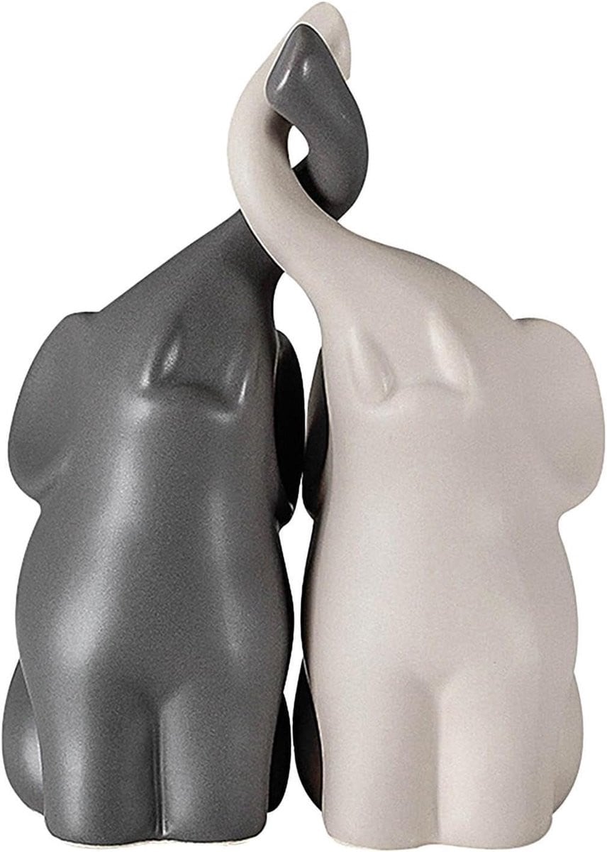 Olifant Decoratie Set - Wit Keramiek - Medium Formaat