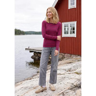 Langarmshirt CECIL, Damen, Gr. XL (44), pink flash, Jersey, Obermaterial: 100% Lyocell, gestreift, hüftlang, U-Boot-Ausschnitt, Shirts Langarmshirt, gestreift, Lyocell-Qualität
