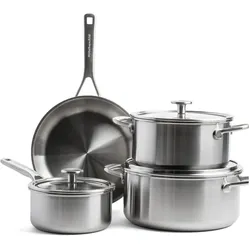 KitchenAid MultiPly Stainless Steel Braadpan 24cm/Kookpot 20+24cm/Steelpan 16cm 7-delig, Pfannenset + Topfset, Silber