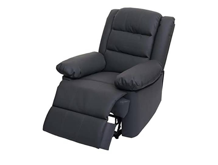 Mendler Fernsehsessel HWC-G15 Leder + Kunstleder 101x87x100cm - grau