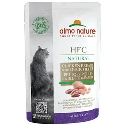 Almo Nature HFC Raw Pack 55g Beutel Katzennassfutter 24 x 55 Gramm Hühnerbrust & Ente