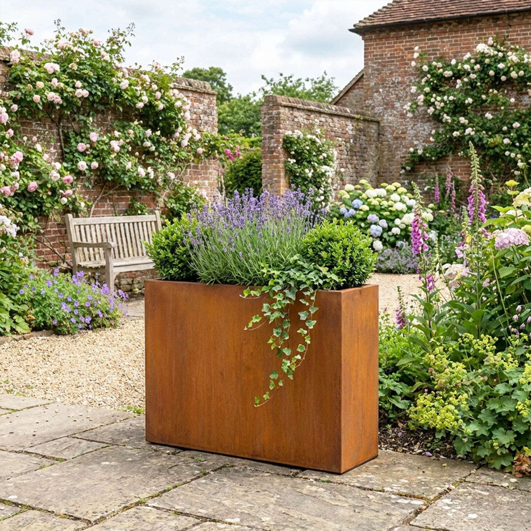 Ivy Bronx Galvanised Trough Planter - 90cm X 82cm Pre-Rusted 82cm H X 90cm W X 30cm D