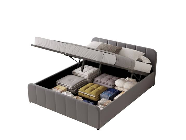 Lit coffre 160x200cm en velours gris