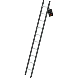 PROREGAL Sprossen-Anlegeleiter Made in Germany | 10 Sprossen | Arbeitshöhe 4,1m | 350mm breit ohne Traverse | Traglast 150kg | Anthrazit