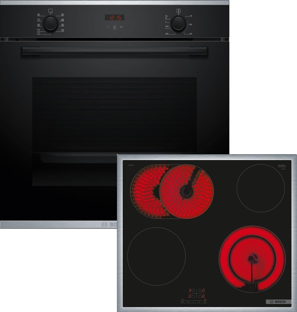 Bosch HBD431FH64 (HBA234BB3+PKN645BA2E), Keramik, 4 Zone(n), Glaskeramik, Schwarz, Berührung, 58,3 cm