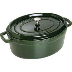 La Cocotte Topf 5,5 l oval grün aus Gusseisen gefertigt