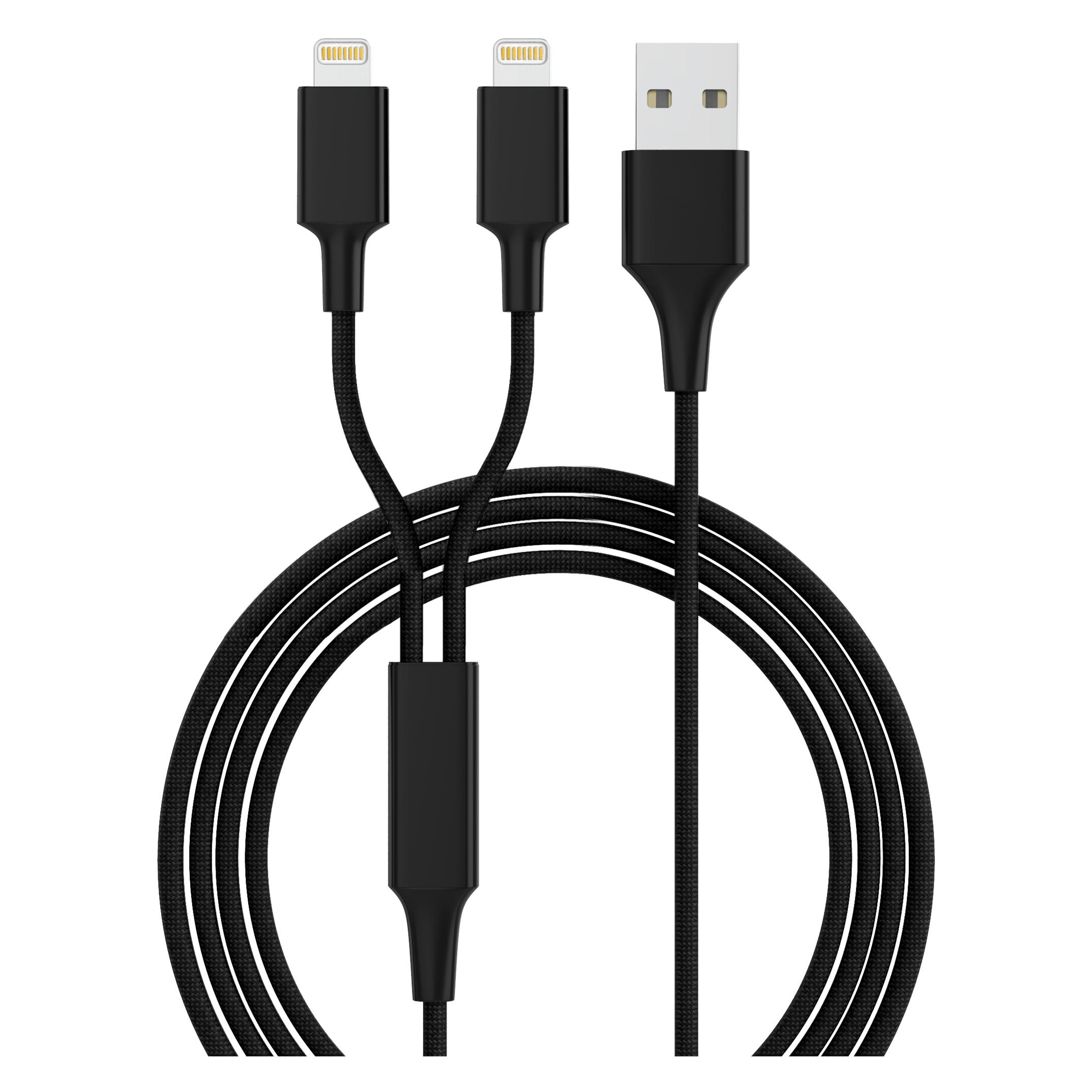 Smrter HYDRA DUO-LBK Ladekabel USB -> 2x Lightning schwarz ( HYDRA DUO L BK) (1.20 m, USB 2.0, 12 W) (SMRTER_HYDRA_DUO_L_BK)