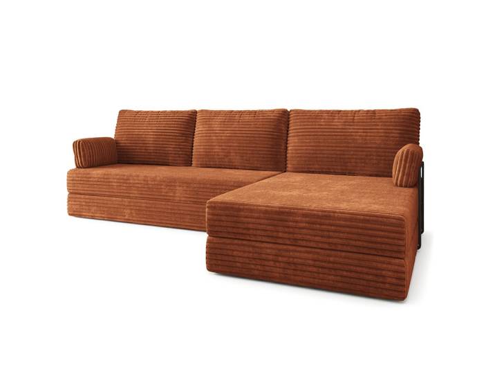 ECKSOFA ANKO modulares Boneless Sofa mit Schlaffunktion Braun Kordstoff