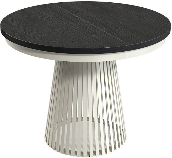 Isabelline 180 cm Extendable Round Dining Table with Steel Base Beige/Black