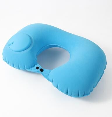 Uplifted Trends U Shaped Inflatable Travel Neck Pillow For Comfortable Sleep blue